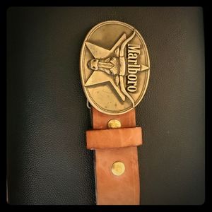Marlboro 1979 Belt Buckle and Genuine Leather Belt